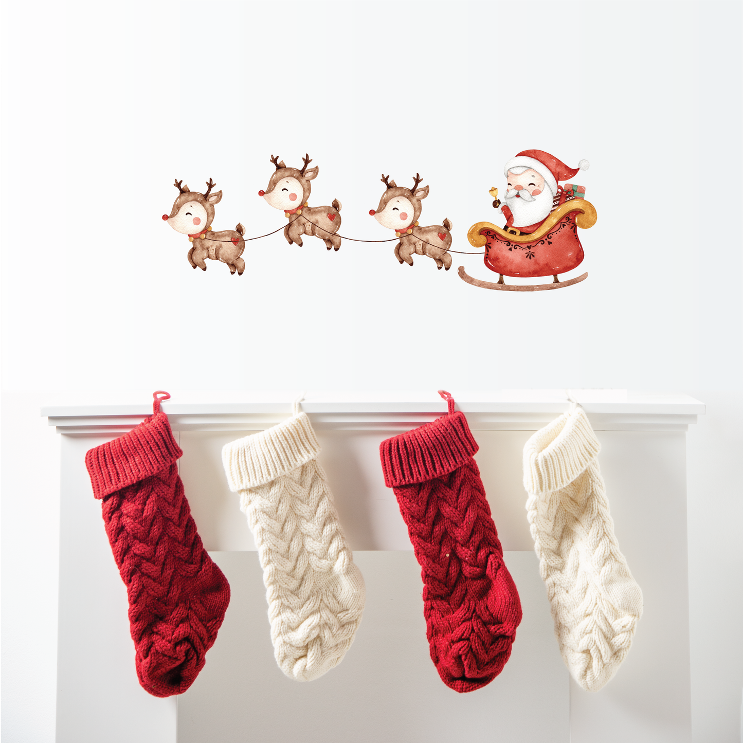 Santa & Reindeers Wall Decal