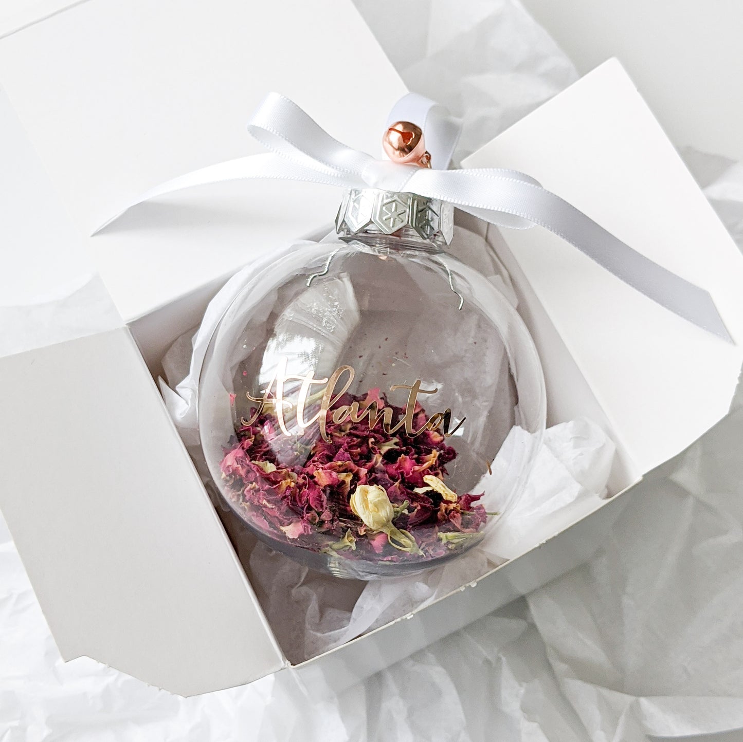 Clear Personalised Petite Petal Bauble