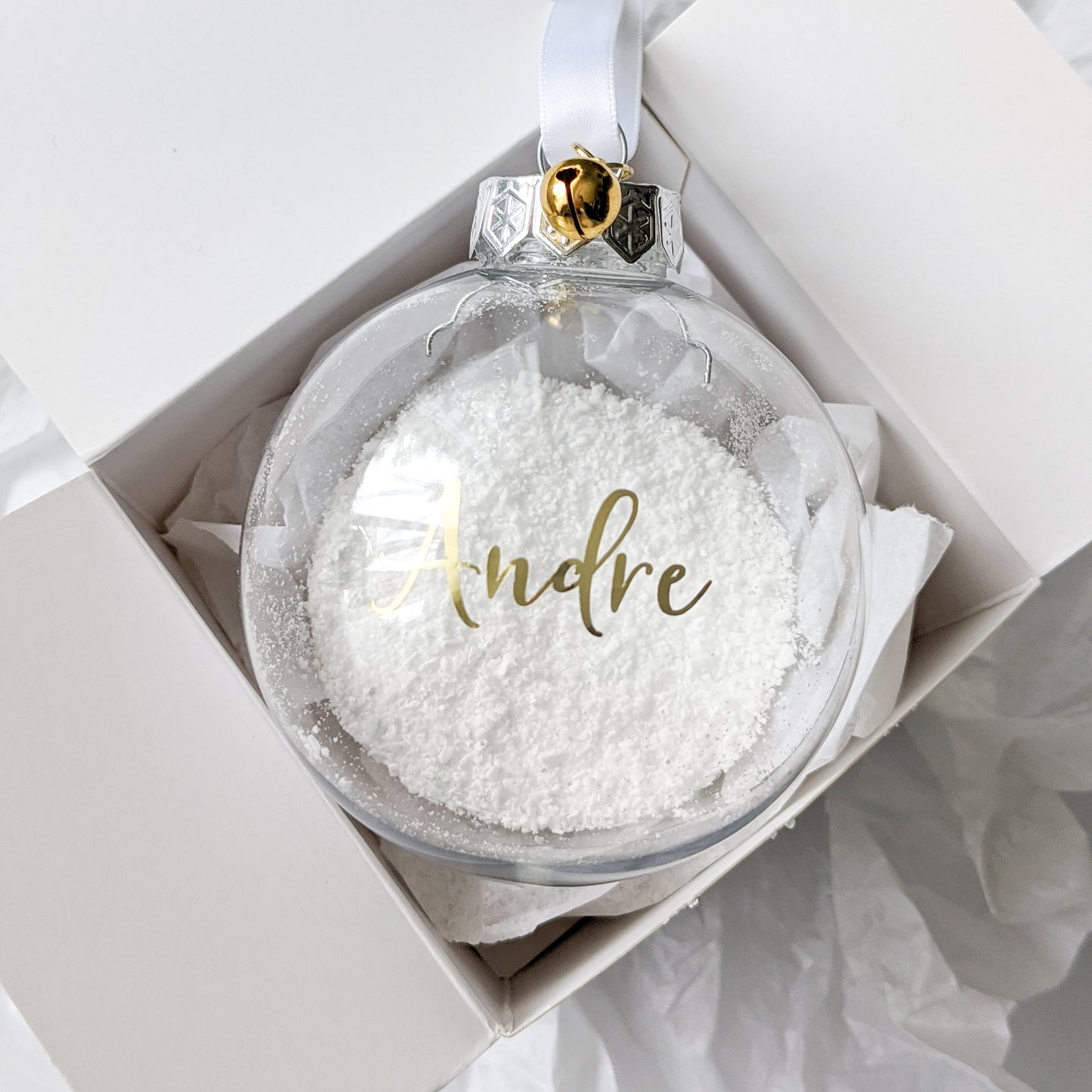 Clear Personalised Snow Dust Bauble