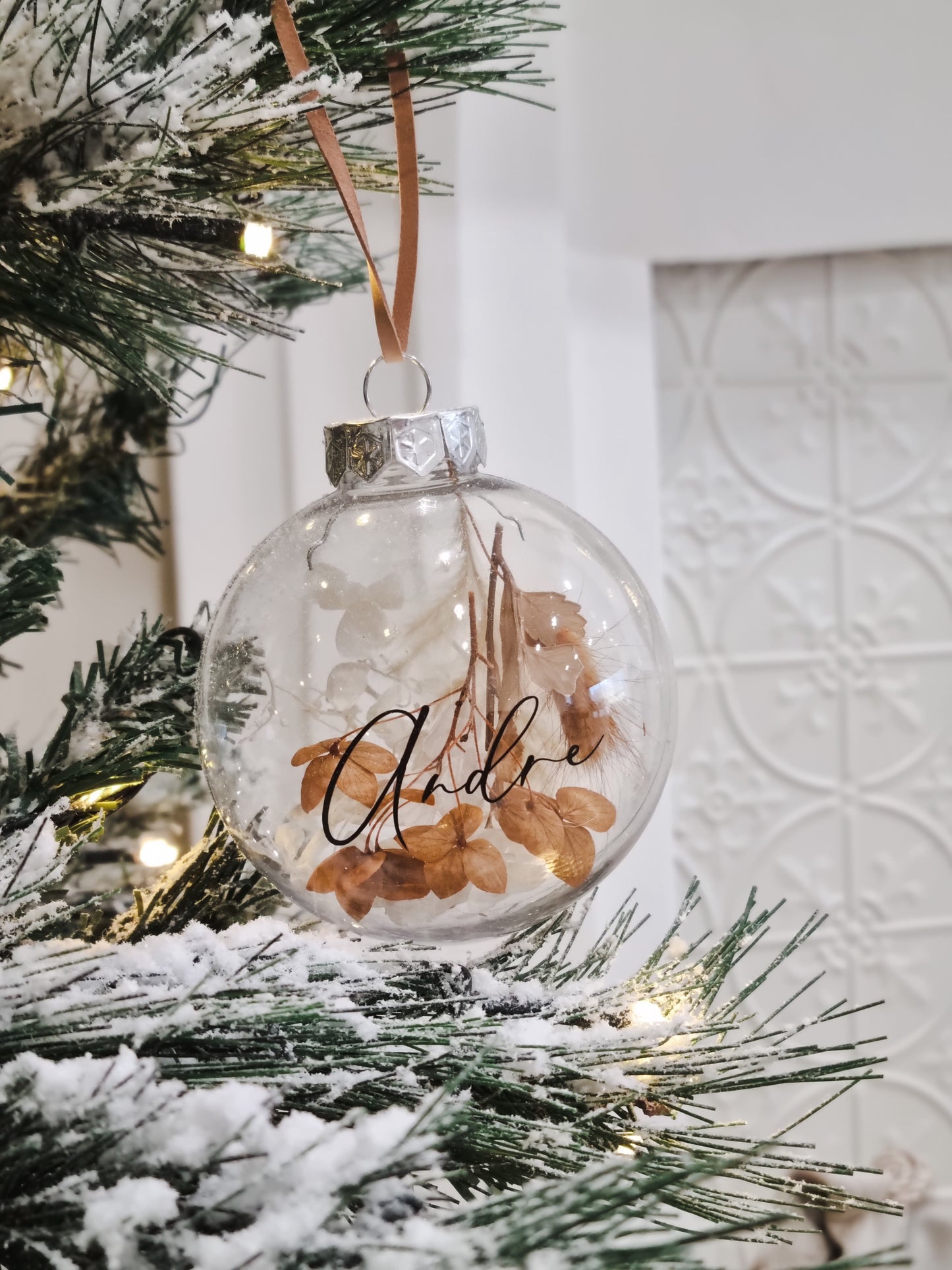 Everlasting Flower Clear Bauble - Rust