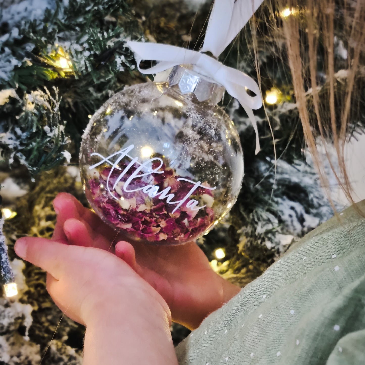 Clear Personalised Petite Petal Bauble