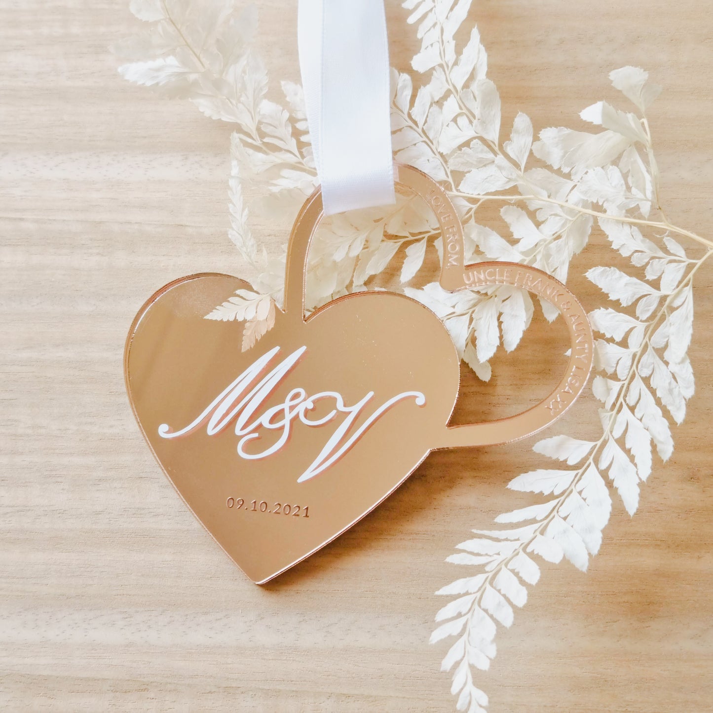 Personalised Double Heart Wedding Charm