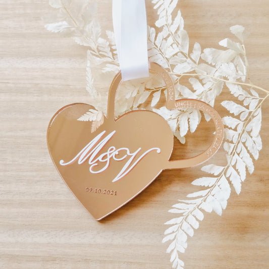 Personalised Double Heart Wedding Charm