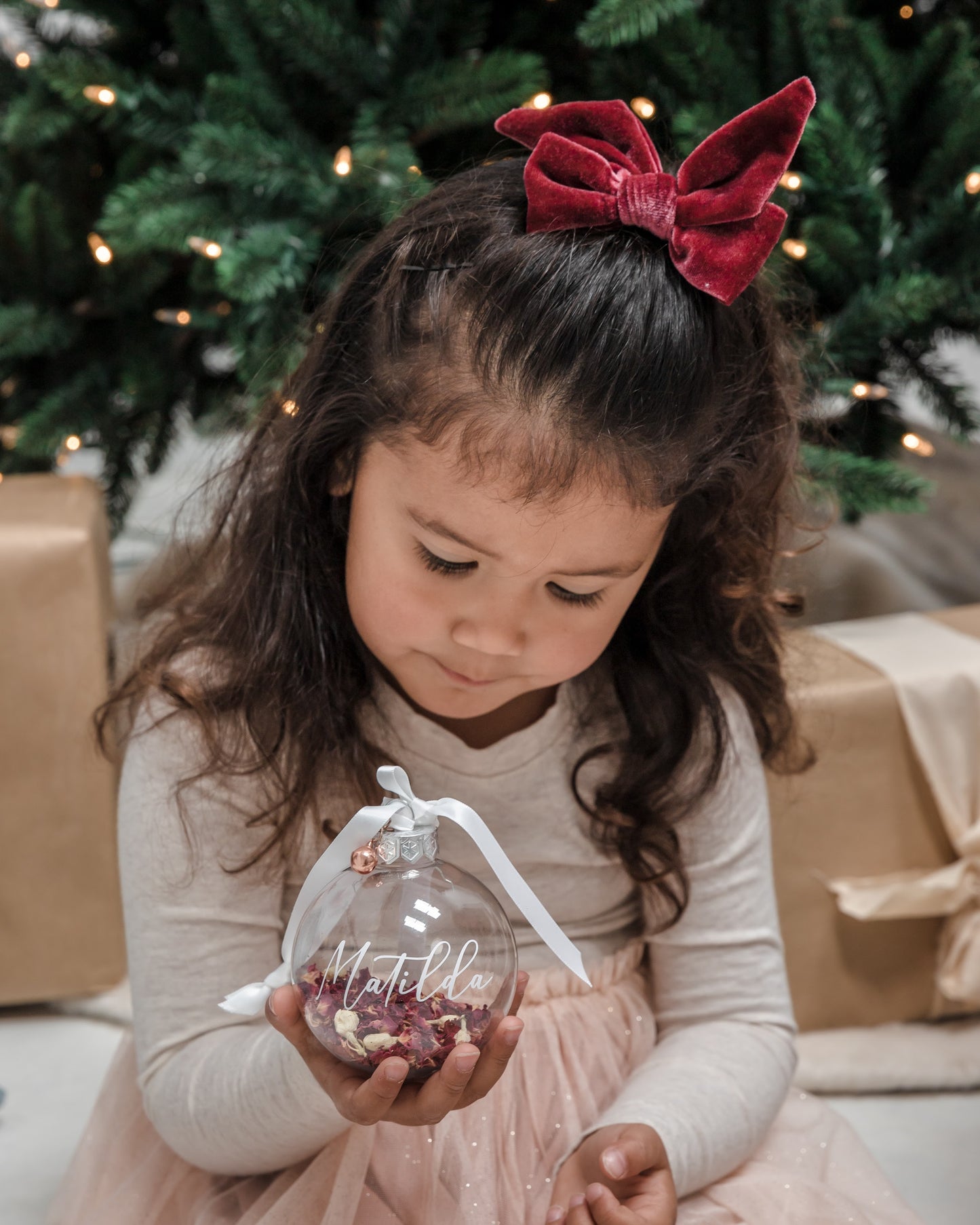 Clear Personalised Petite Petal Bauble