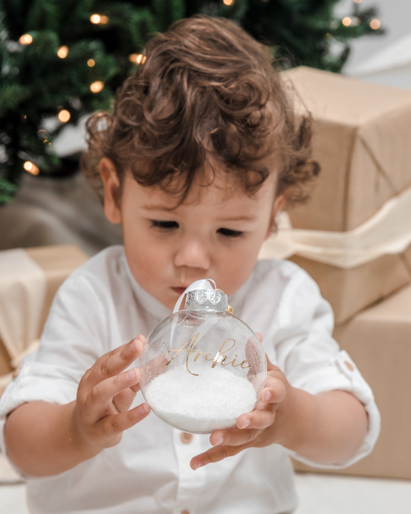 Clear Personalised Snow Dust Bauble