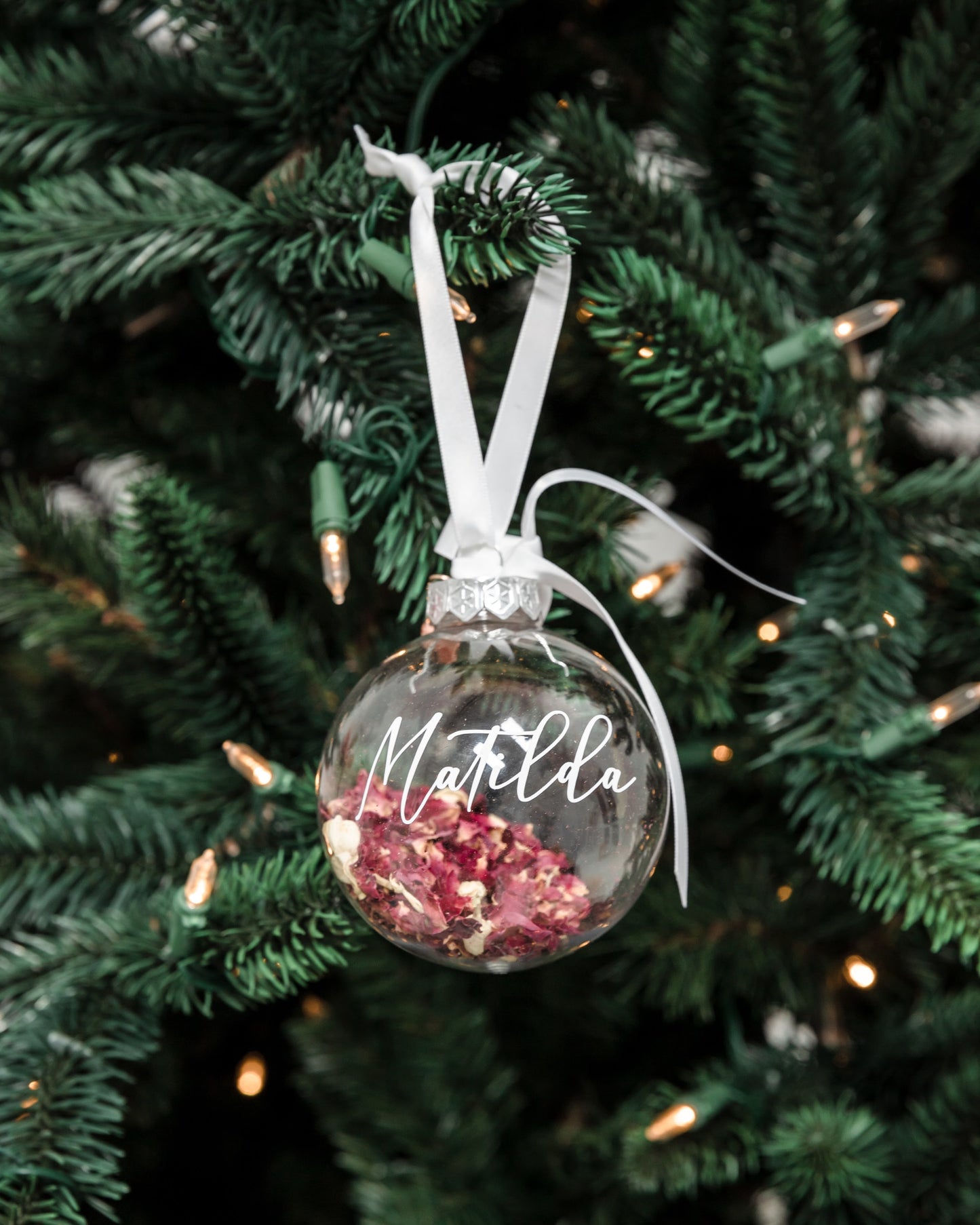 Clear Personalised Petite Petal Bauble