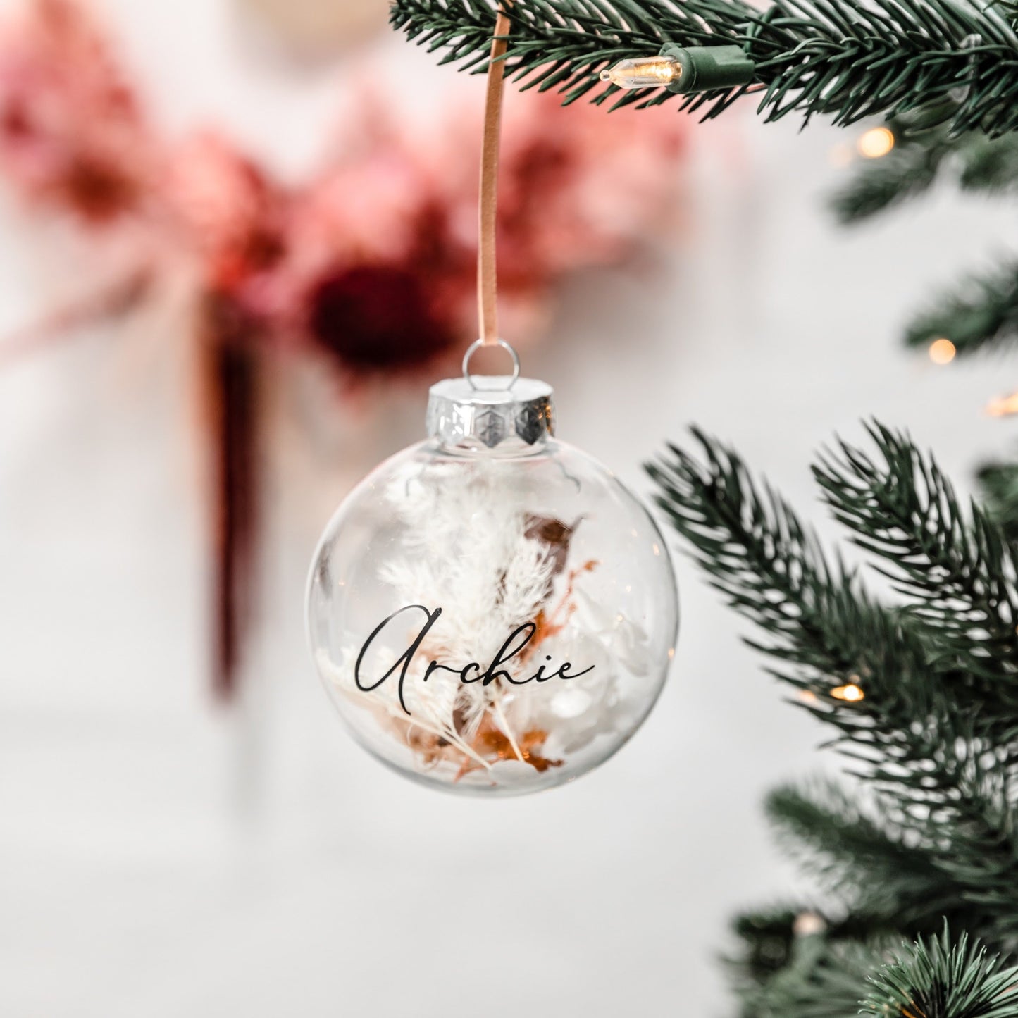 Everlasting Flower Clear Bauble - Rust