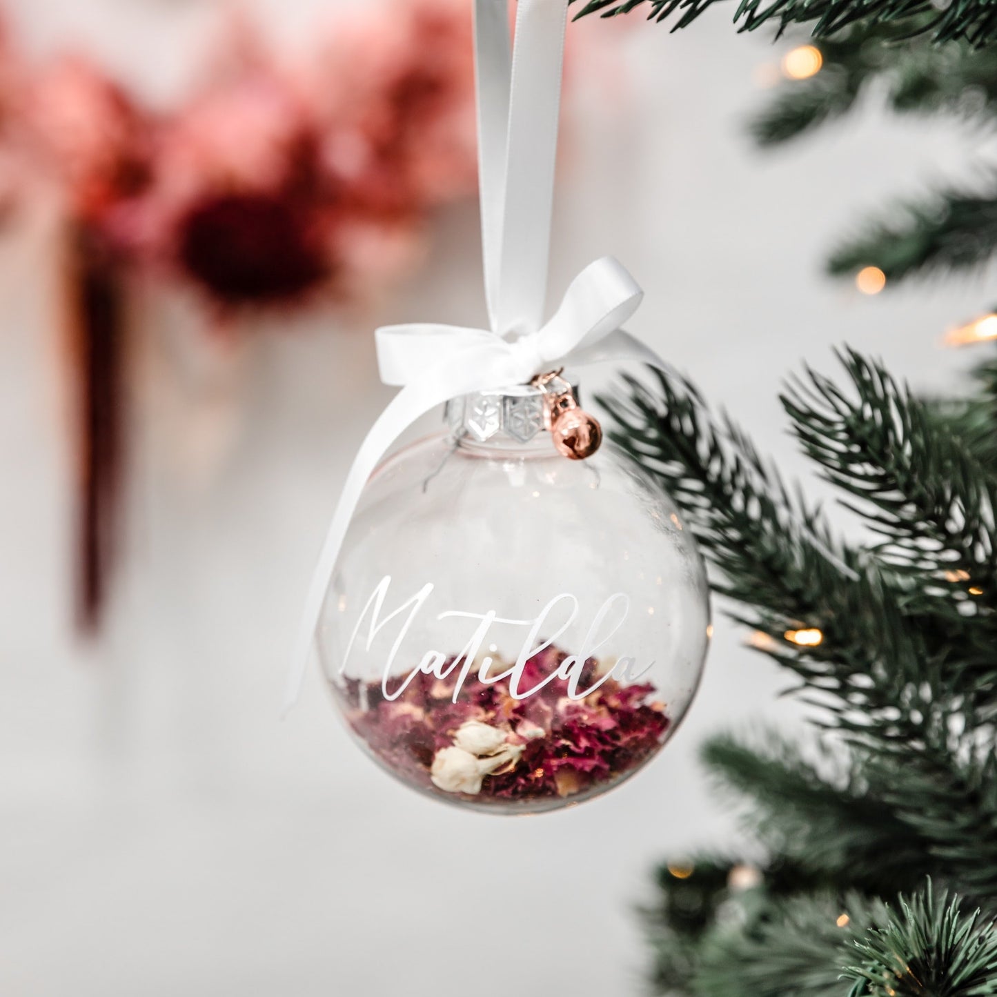 Clear Personalised Petite Petal Bauble