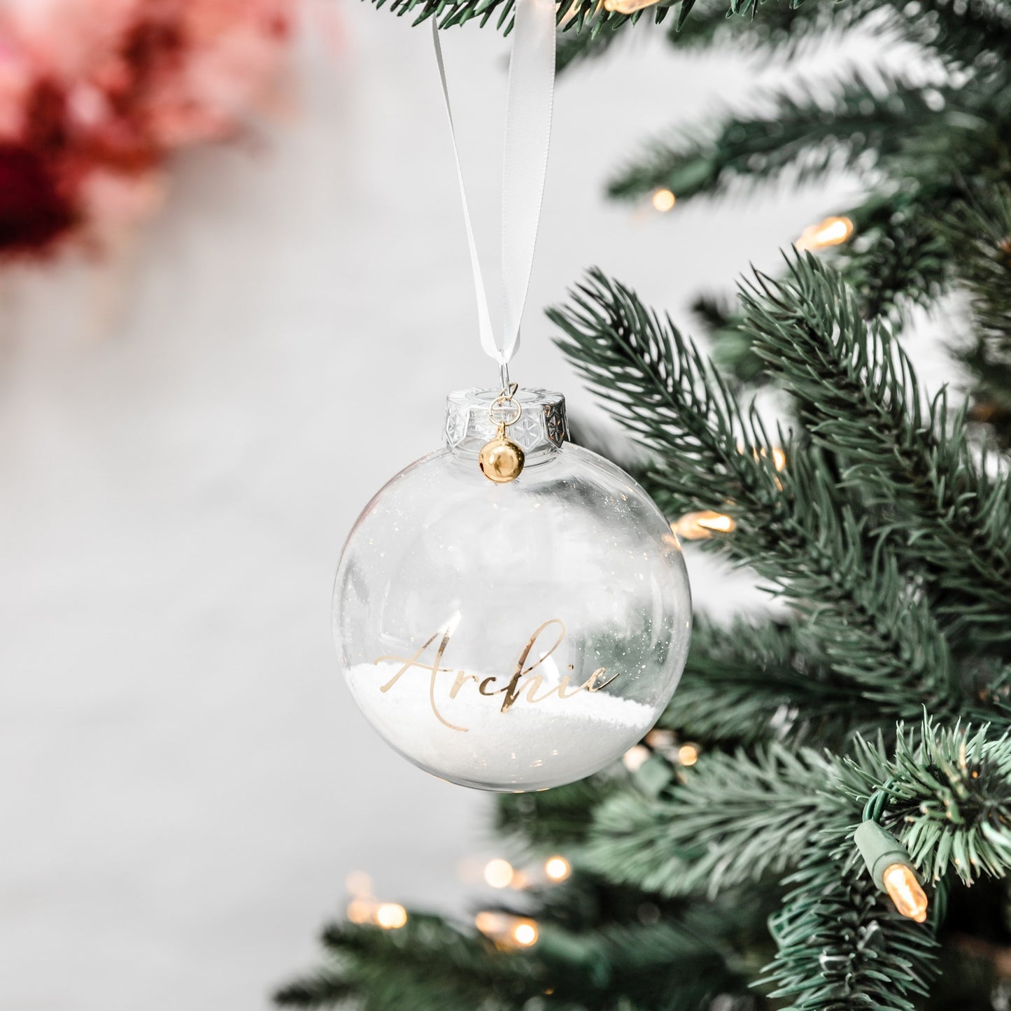 Clear Personalised Snow Dust Bauble