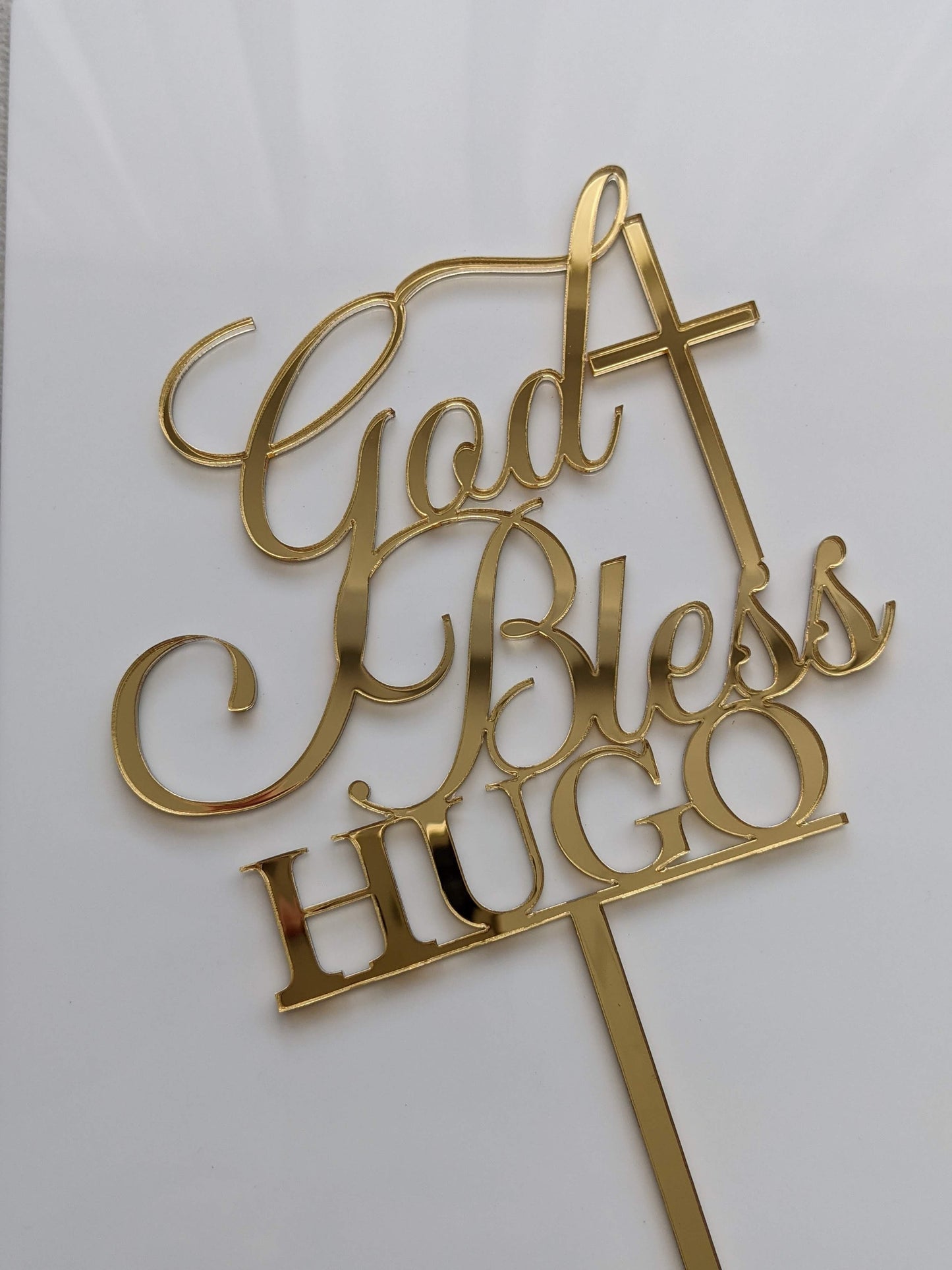 God Bless + Name Cake Topper