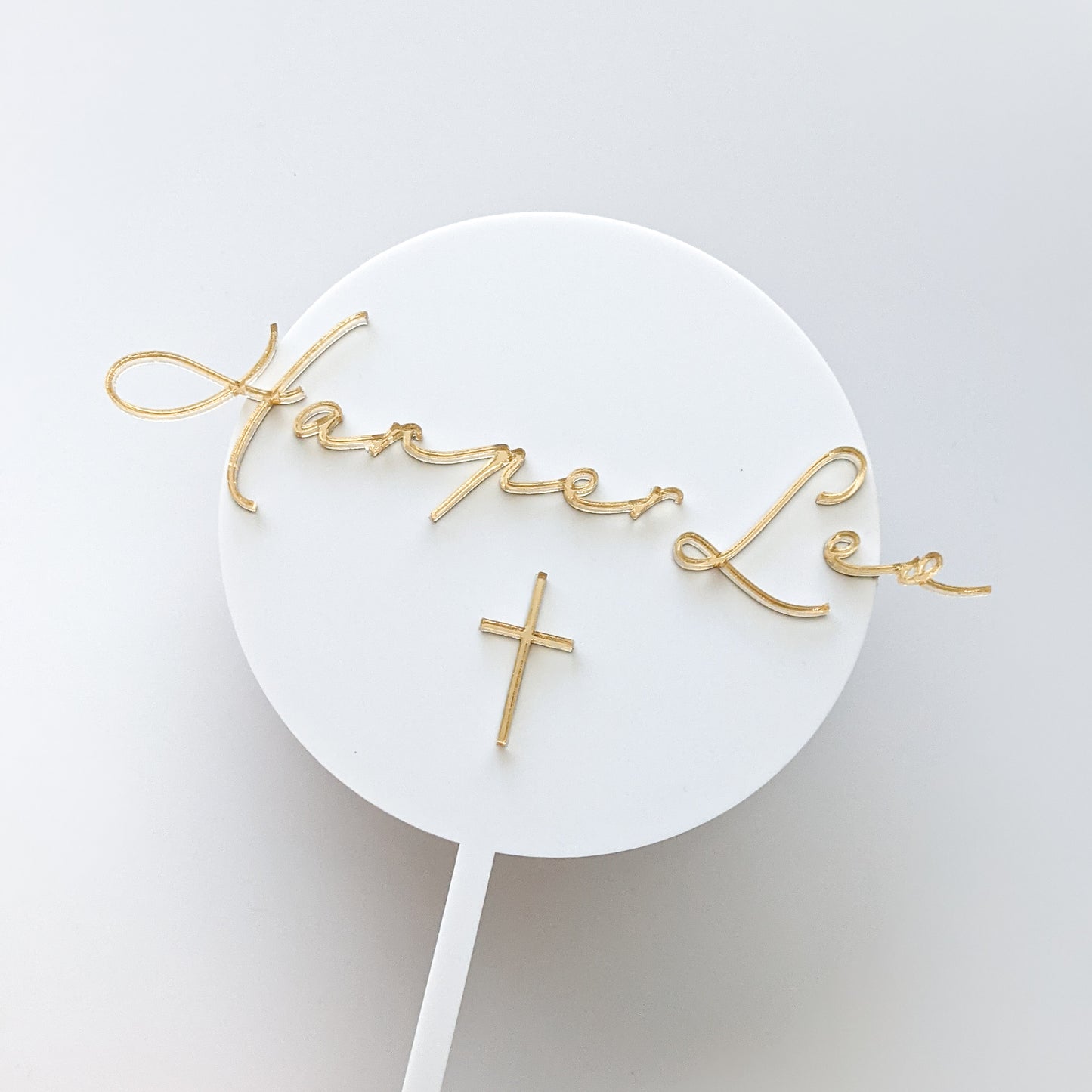 Name + Cross Cake Topper