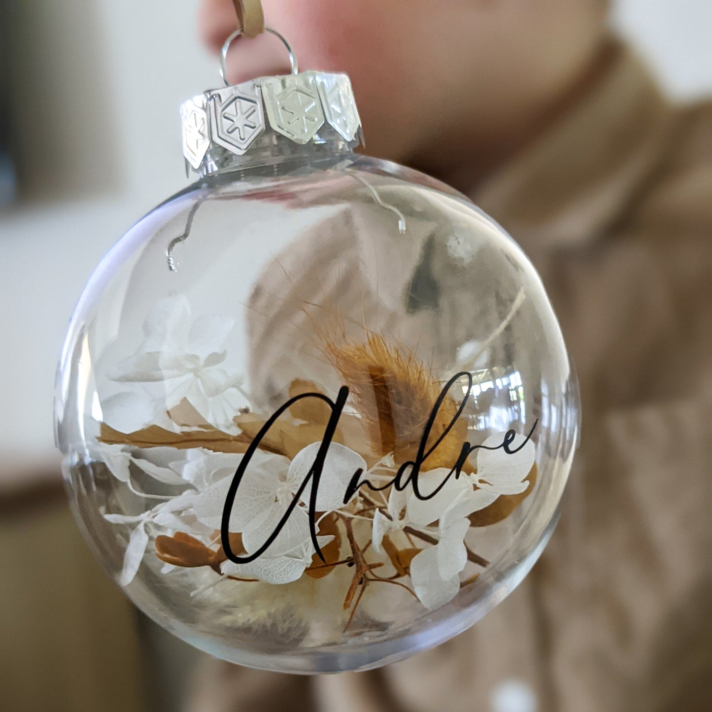 Everlasting Flower Clear Bauble - Rust