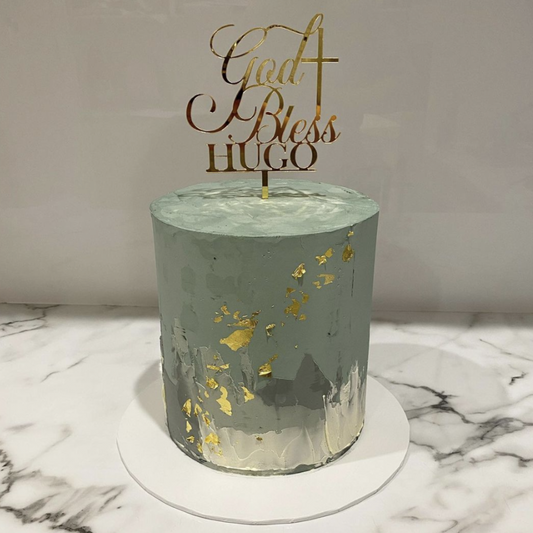 God Bless + Name Cake Topper