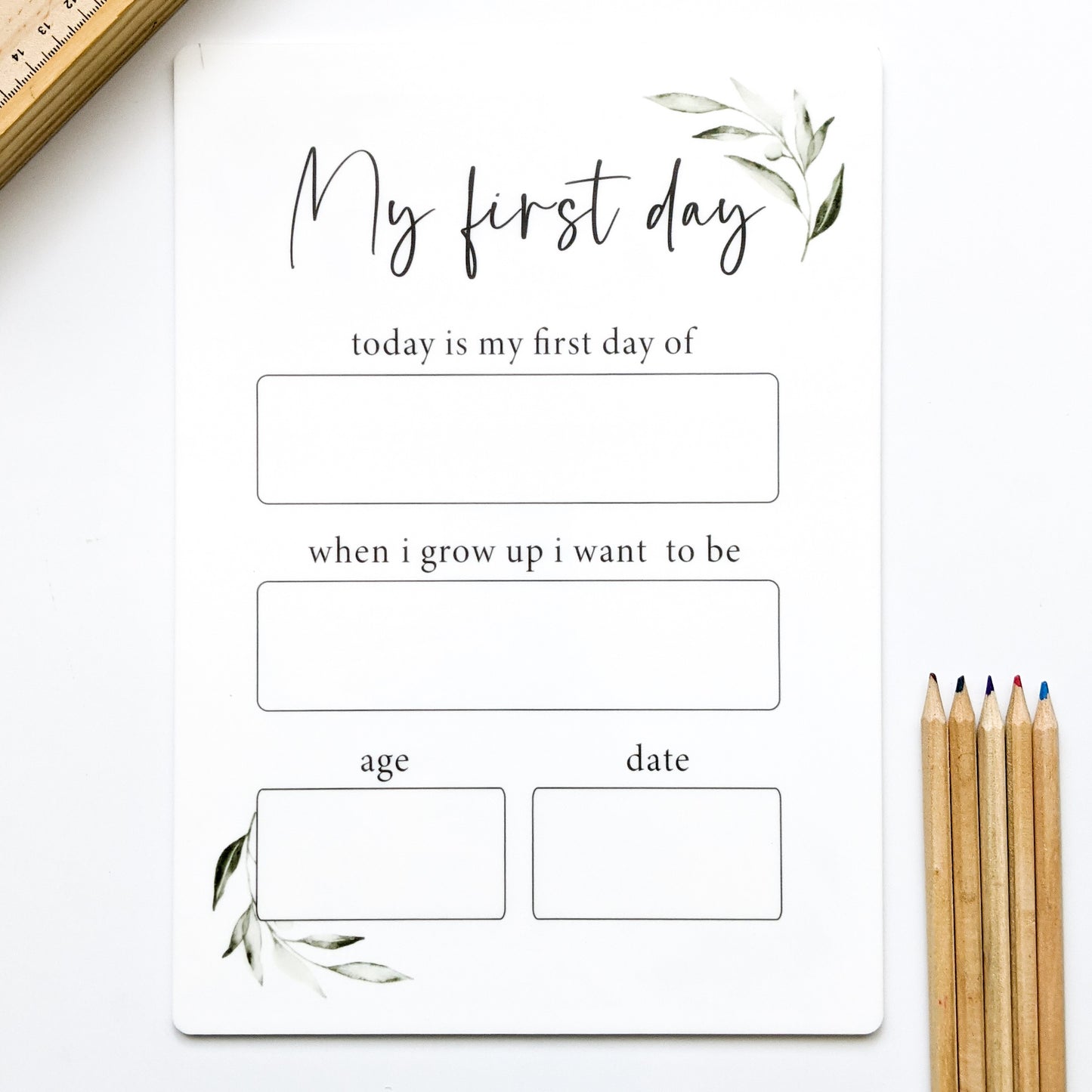 First/Last Day Boards - Olive Leaf