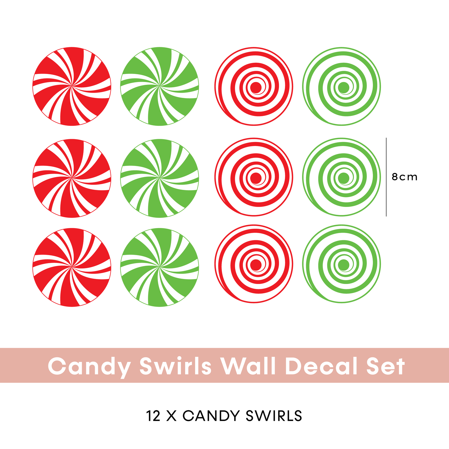Grinch Candy Swirl Wall Decal Set