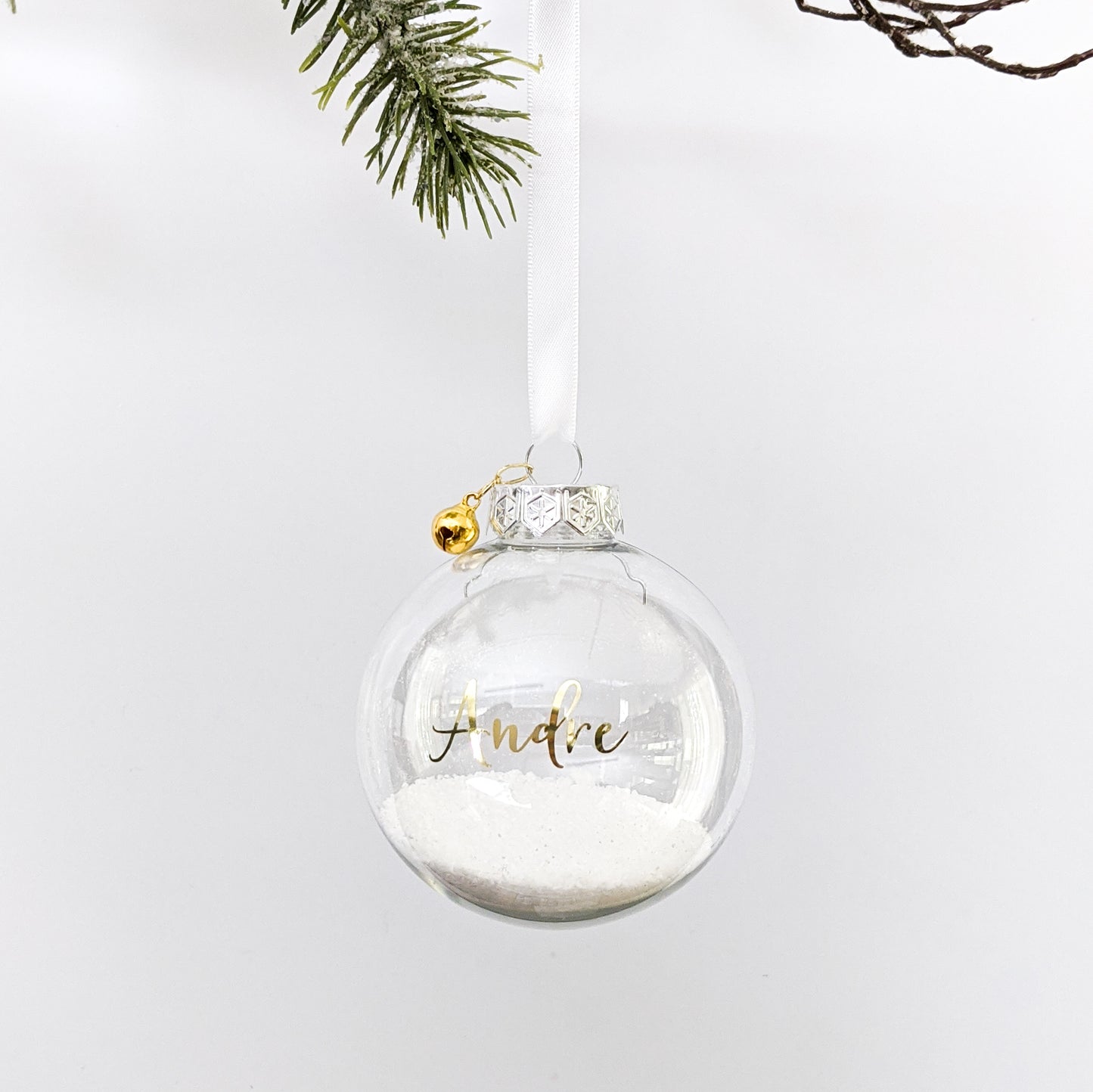 Clear Personalised Snow Dust Bauble