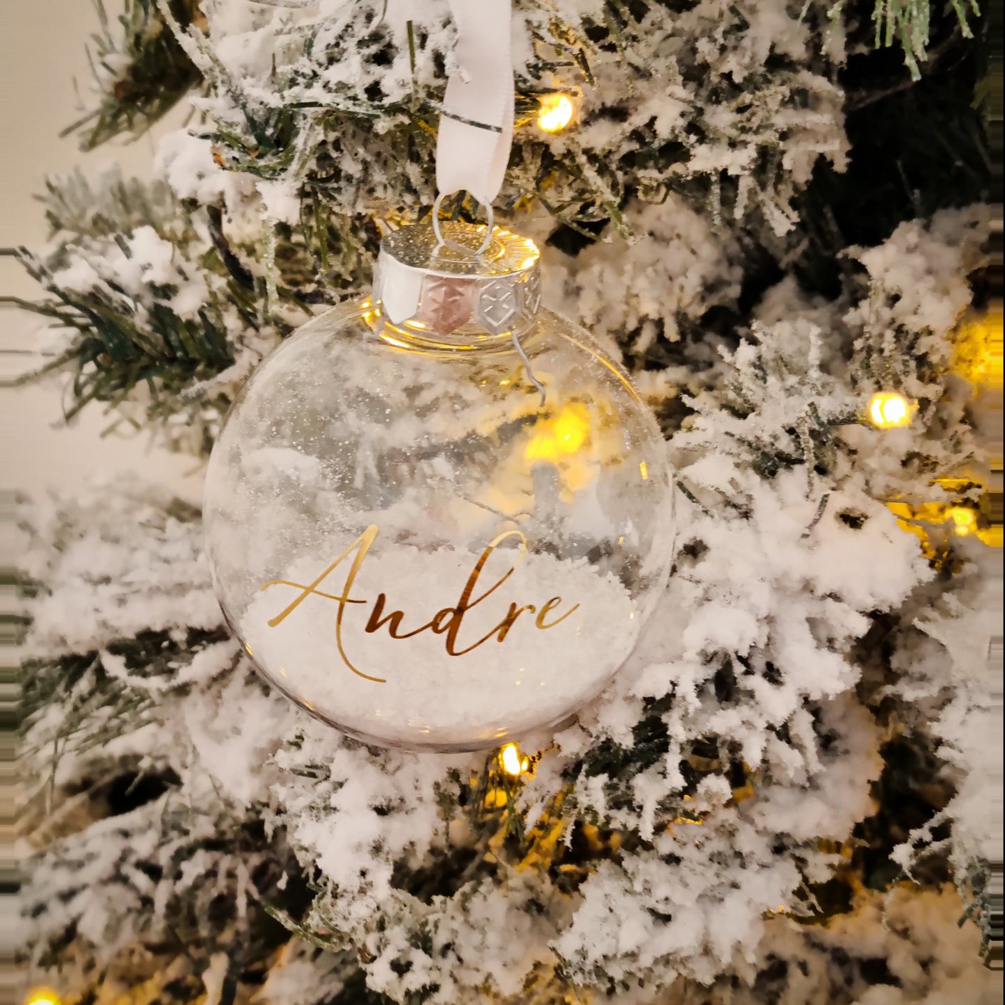 Clear Personalised Snow Dust Bauble