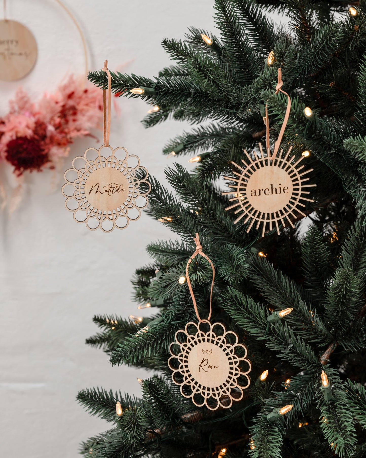 Personalised Rattan Christmas Baubles